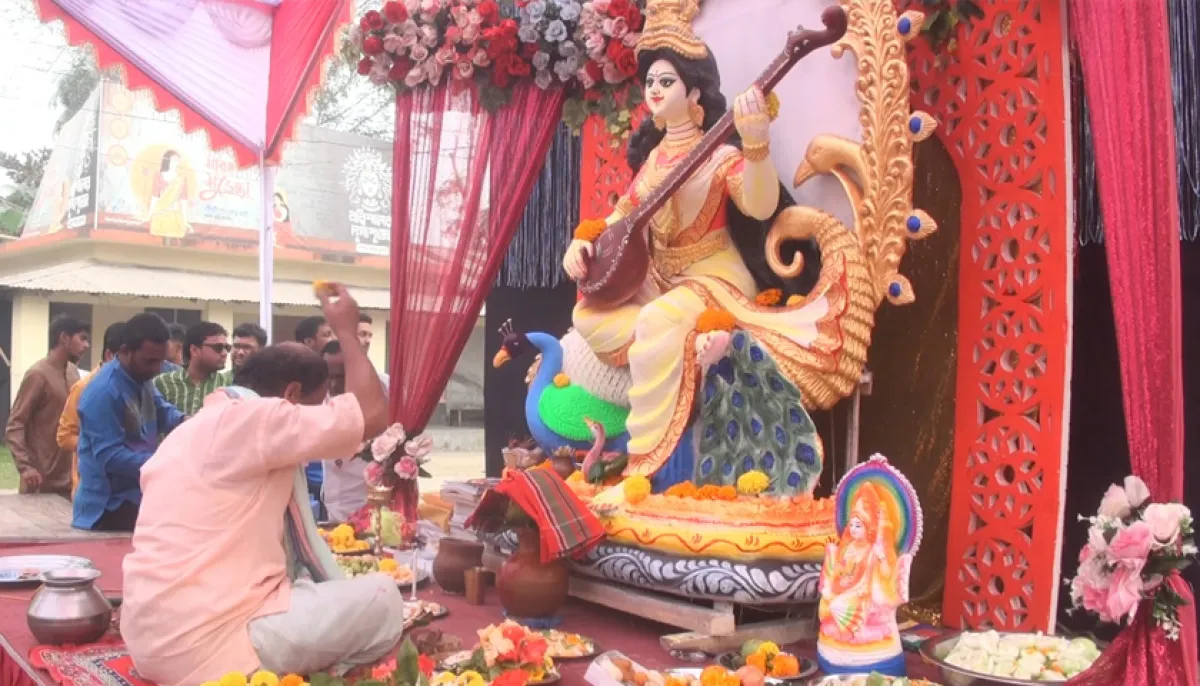 Saraswati puja celebration in educational institution of barisal