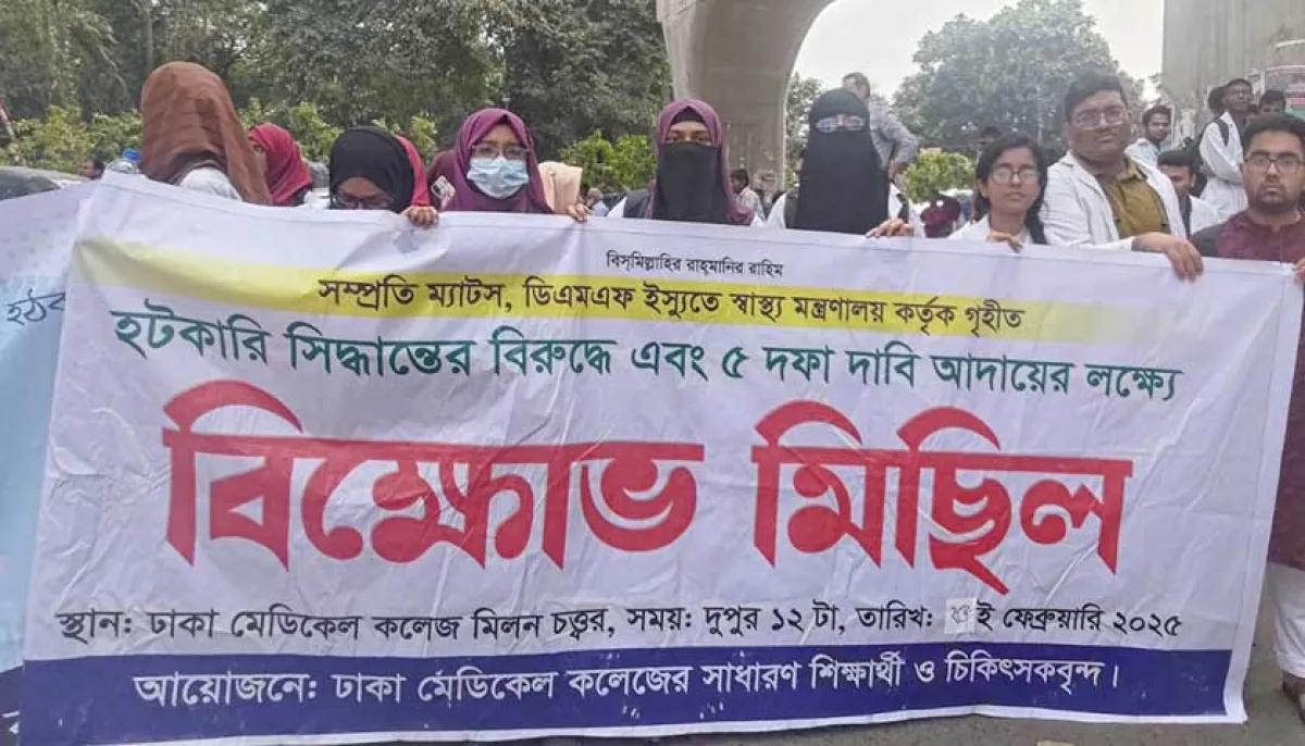 Photos of medical students protesting at the supreme court gate