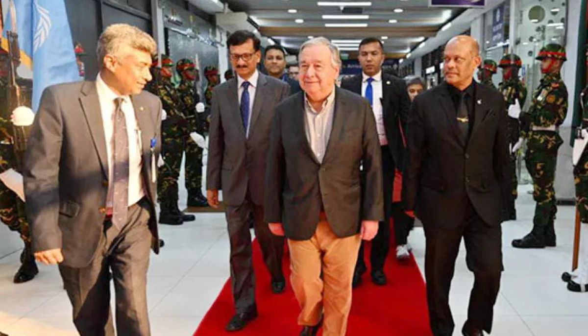 Un secretary general arrives in dhaka on four day visit