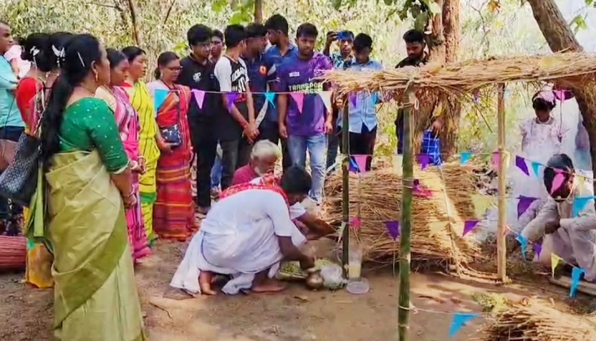 Santals baha banga festival held at ju