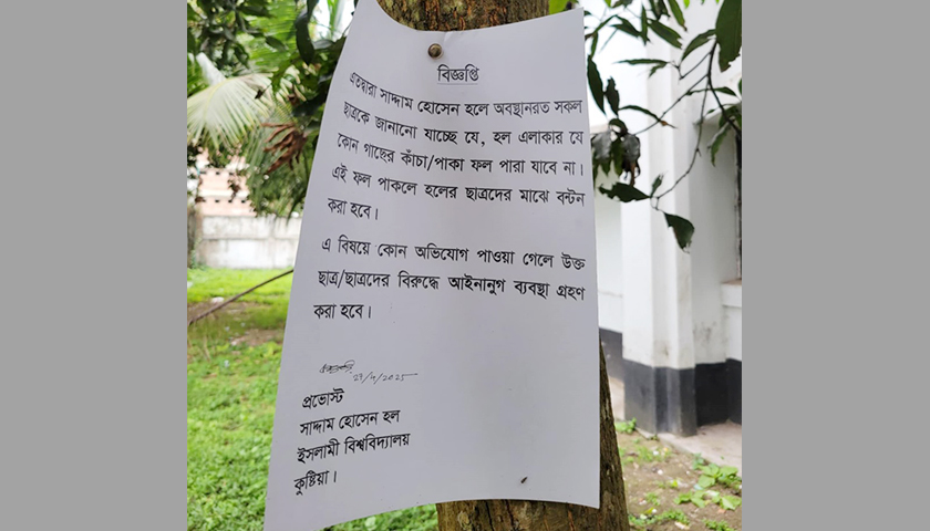 ফল রক্ষায় ইবির গাছে গাছে নোটিশ | বিশ্ববিদ্যালয় নিউজ 