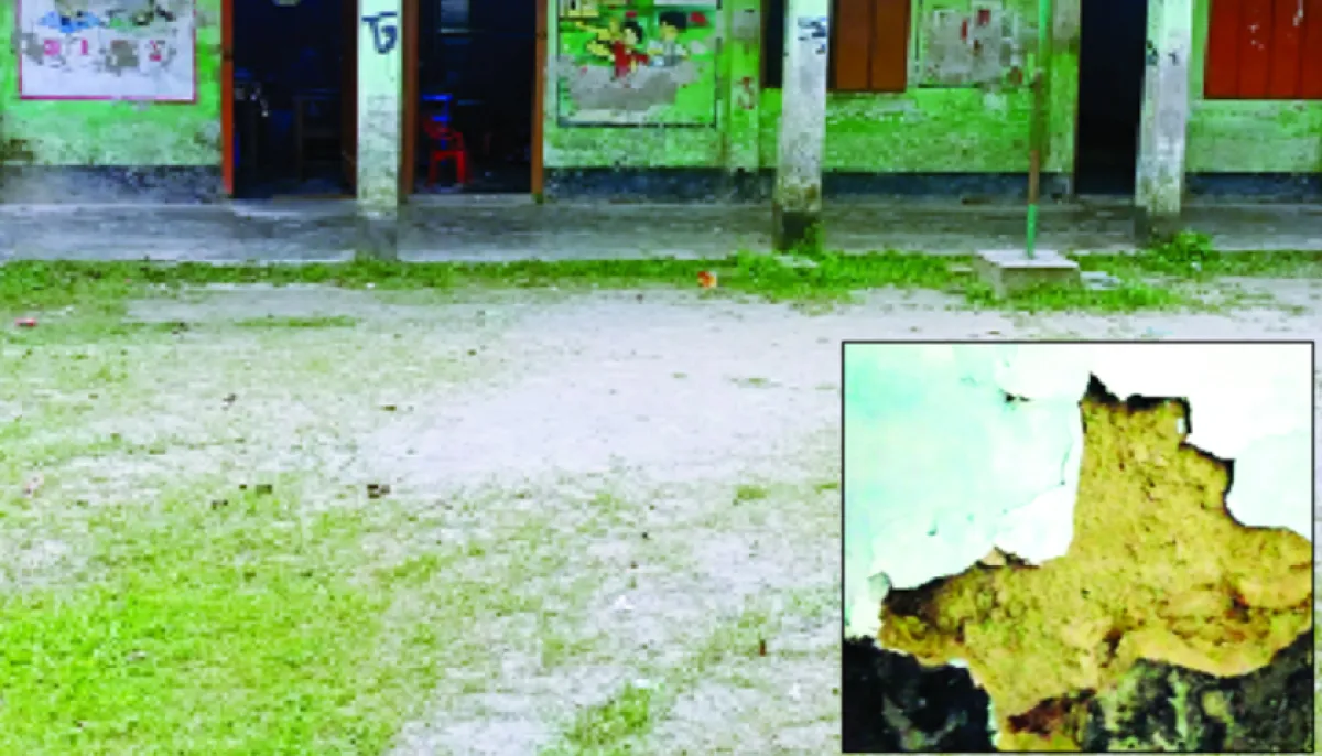 Primary school teaching in risky building in kaukhali