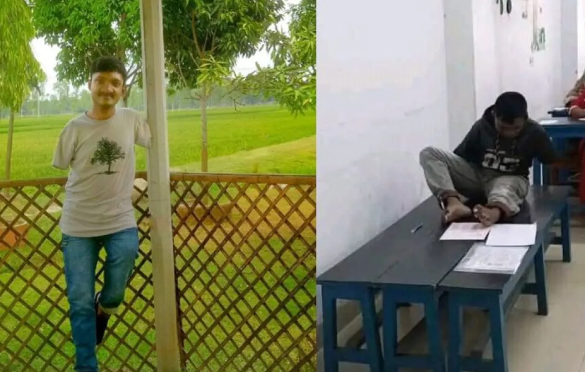 Manik ranks 192nd in university admission test by writing with his feet