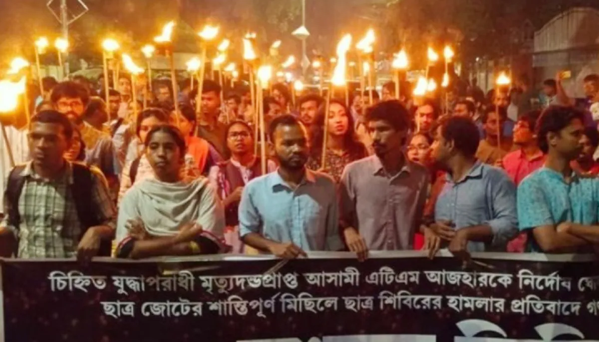 Democratic student alliance torchlight procession at du