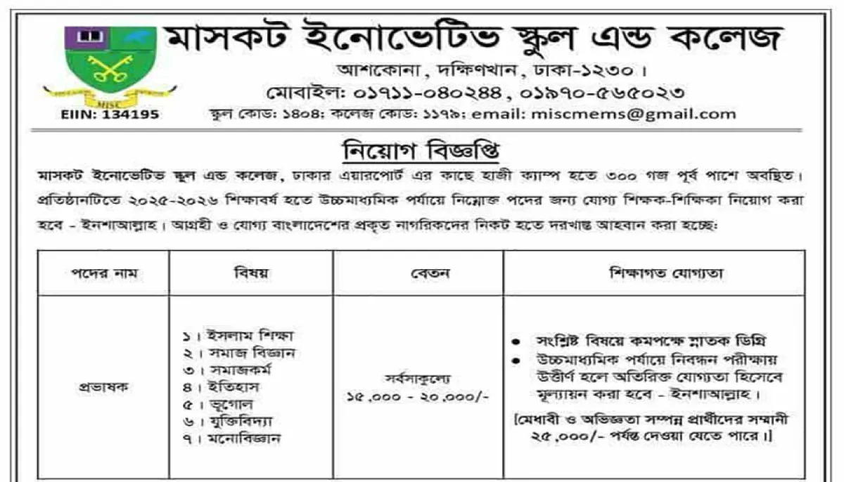 Mascot innovative school and college recruitment notice