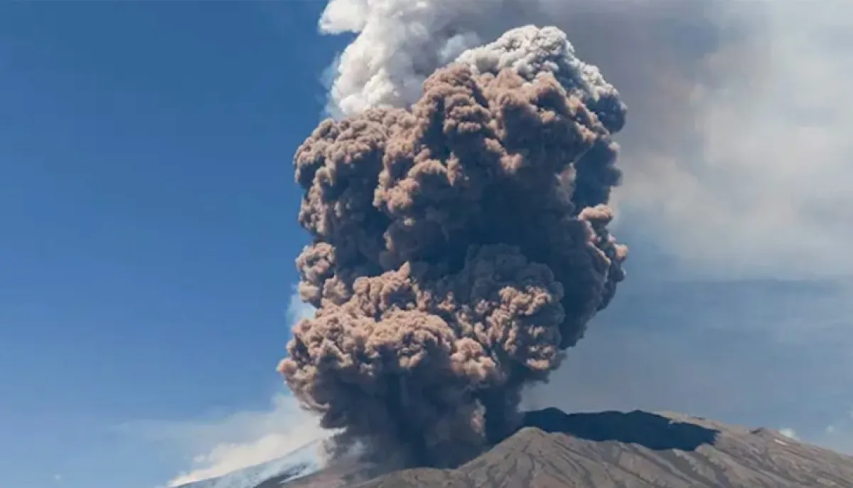 Eruption at mount etna in italy