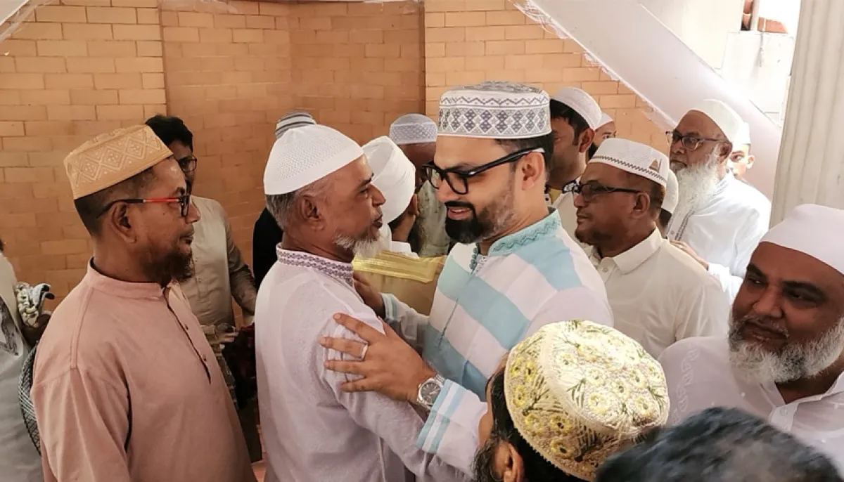 Aminul haque exchanged eid greetings with people from all walks of life
