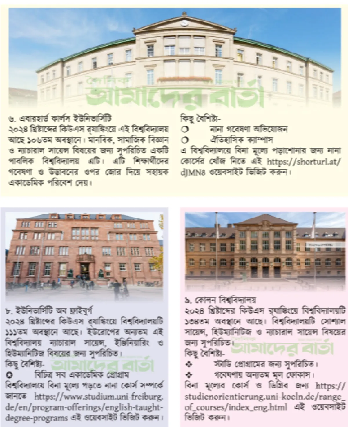 বিনামূল্যে উচ্চশিক্ষা জার্মানির যেসব বিশ্ববিদ্যালয়ে